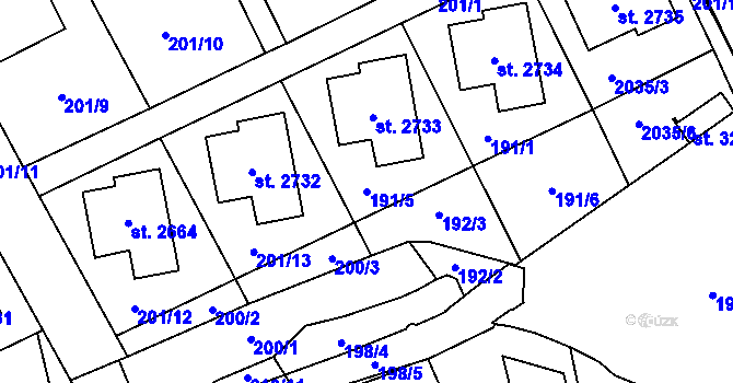 Parcela st. 191/5 v KÚ Litomyšl, Katastrální mapa
