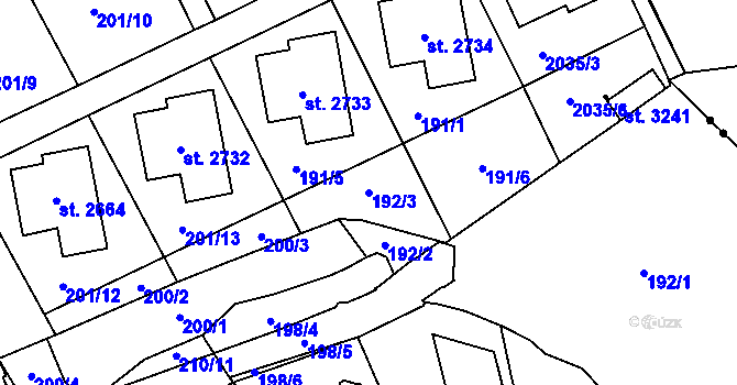 Parcela st. 192/3 v KÚ Litomyšl, Katastrální mapa