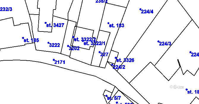 Parcela st. 227 v KÚ Litomyšl, Katastrální mapa