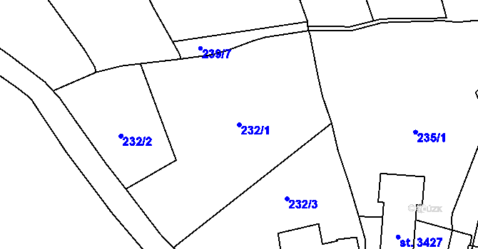 Parcela st. 232/1 v KÚ Litomyšl, Katastrální mapa