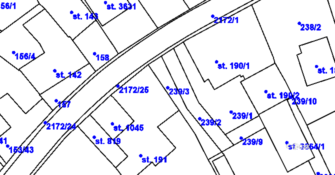 Parcela st. 239/3 v KÚ Litomyšl, Katastrální mapa