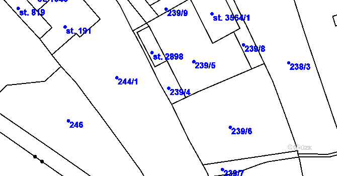 Parcela st. 239/4 v KÚ Litomyšl, Katastrální mapa