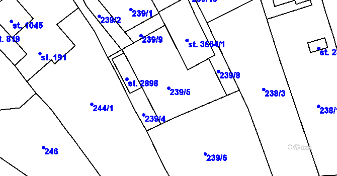 Parcela st. 239/5 v KÚ Litomyšl, Katastrální mapa