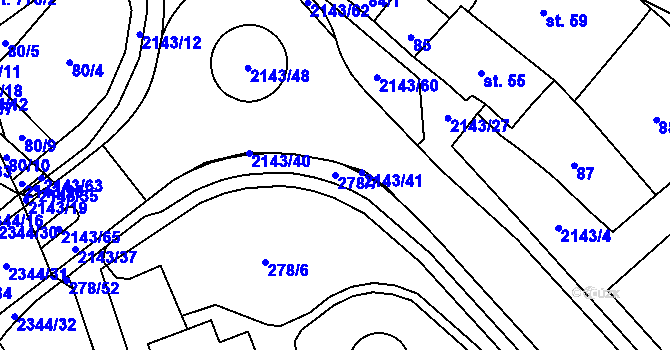 Parcela st. 278/7 v KÚ Litomyšl, Katastrální mapa