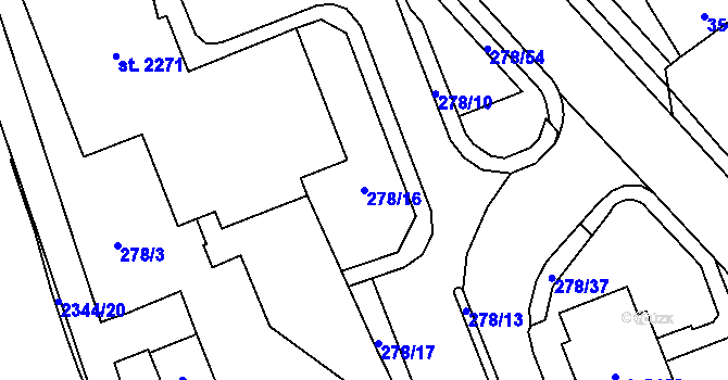 Parcela st. 278/16 v KÚ Litomyšl, Katastrální mapa