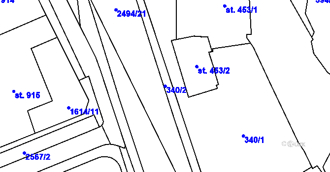 Parcela st. 340/2 v KÚ Litomyšl, Katastrální mapa