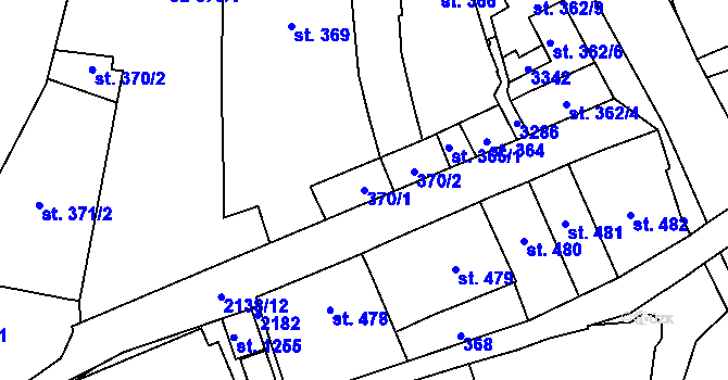 Parcela st. 370/1 v KÚ Litomyšl, Katastrální mapa
