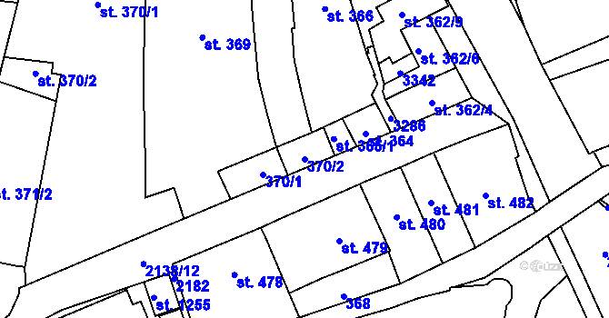 Parcela st. 370/2 v KÚ Litomyšl, Katastrální mapa