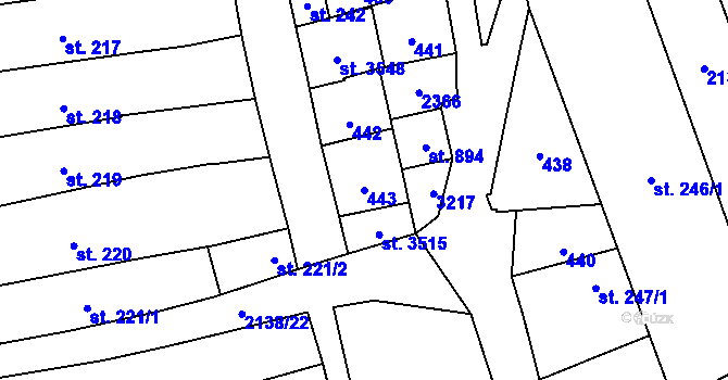 Parcela st. 443 v KÚ Litomyšl, Katastrální mapa