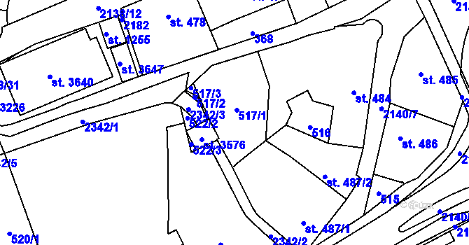 Parcela st. 517 v KÚ Litomyšl, Katastrální mapa