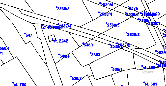 Parcela st. 538/1 v KÚ Litomyšl, Katastrální mapa