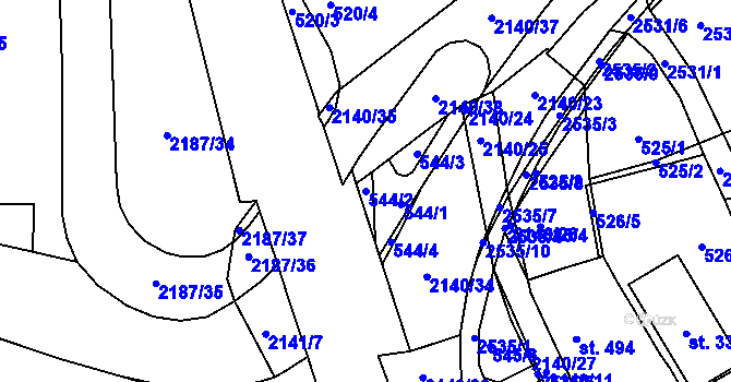 Parcela st. 544/2 v KÚ Litomyšl, Katastrální mapa