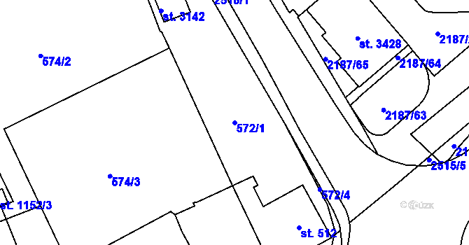 Parcela st. 572/1 v KÚ Litomyšl, Katastrální mapa