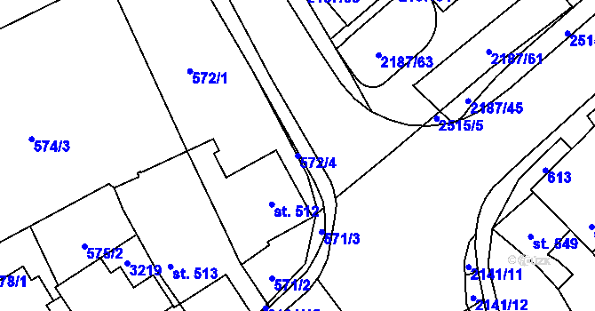 Parcela st. 572/4 v KÚ Litomyšl, Katastrální mapa