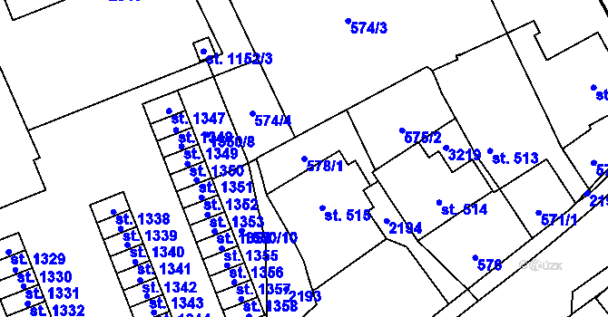 Parcela st. 578/1 v KÚ Litomyšl, Katastrální mapa