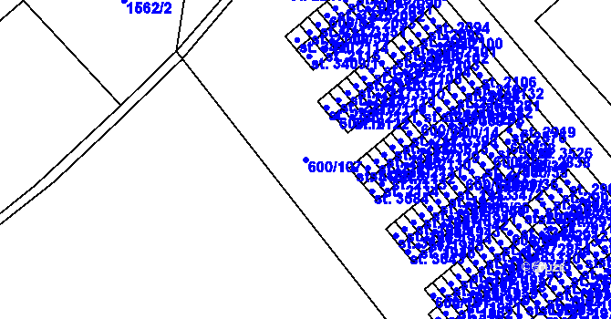 Parcela st. 600/107 v KÚ Litomyšl, Katastrální mapa