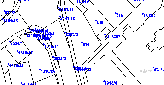 Parcela st. 614 v KÚ Litomyšl, Katastrální mapa
