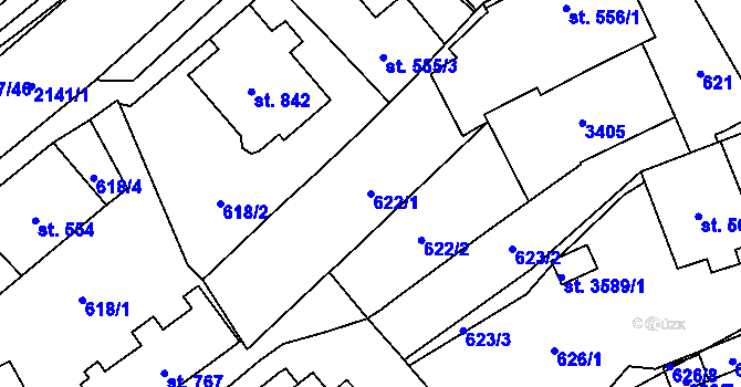 Parcela st. 622/1 v KÚ Litomyšl, Katastrální mapa