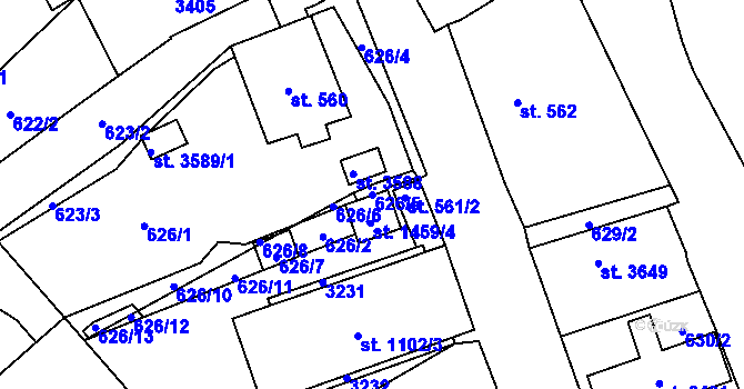 Parcela st. 626/5 v KÚ Litomyšl, Katastrální mapa