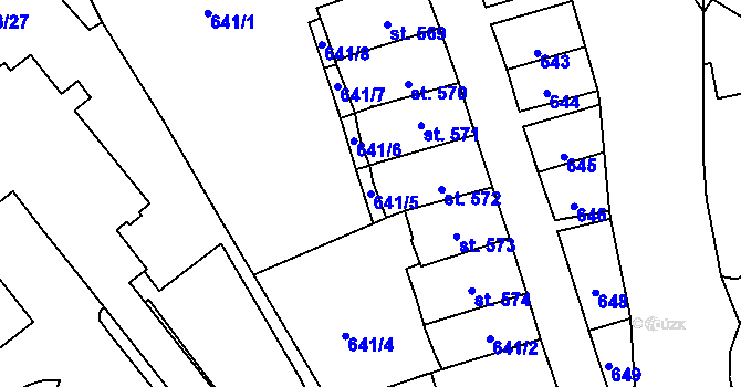 Parcela st. 641/5 v KÚ Litomyšl, Katastrální mapa