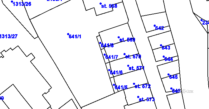 Parcela st. 641/7 v KÚ Litomyšl, Katastrální mapa