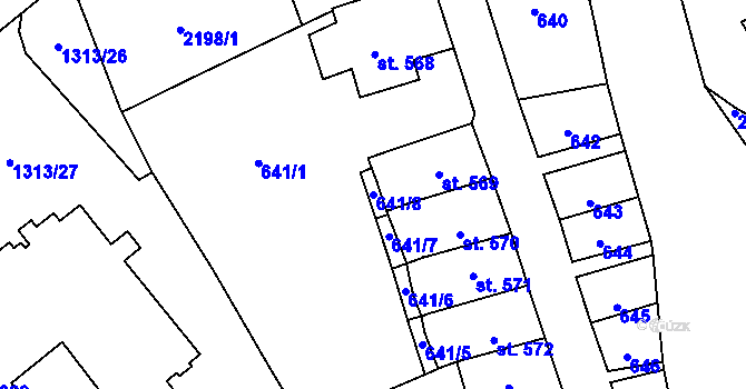 Parcela st. 641/8 v KÚ Litomyšl, Katastrální mapa