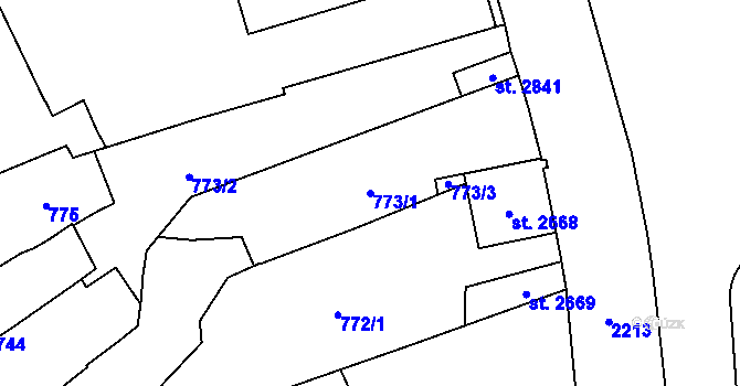 Parcela st. 773/1 v KÚ Litomyšl, Katastrální mapa