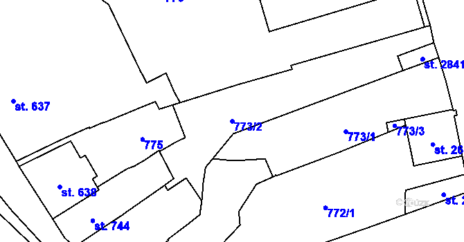 Parcela st. 773/2 v KÚ Litomyšl, Katastrální mapa