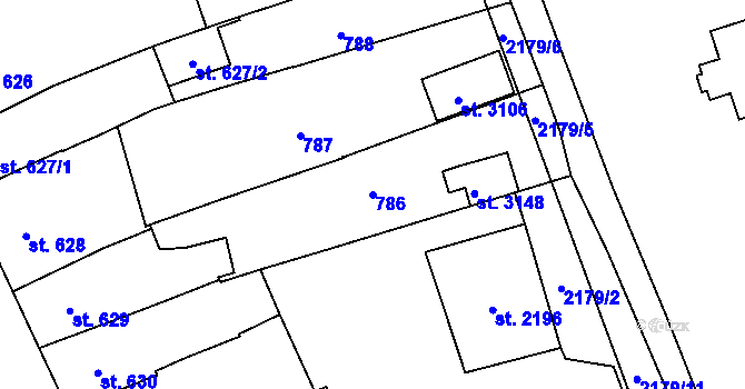 Parcela st. 786 v KÚ Litomyšl, Katastrální mapa