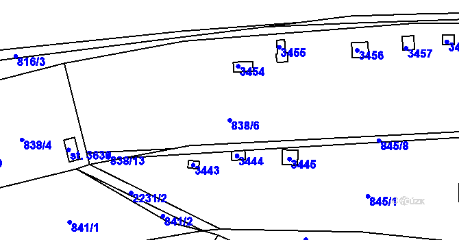 Parcela st. 838/6 v KÚ Litomyšl, Katastrální mapa