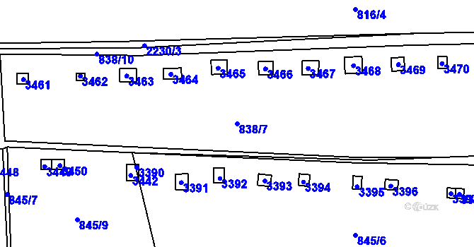 Parcela st. 838/7 v KÚ Litomyšl, Katastrální mapa