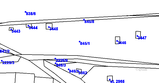 Parcela st. 845/1 v KÚ Litomyšl, Katastrální mapa