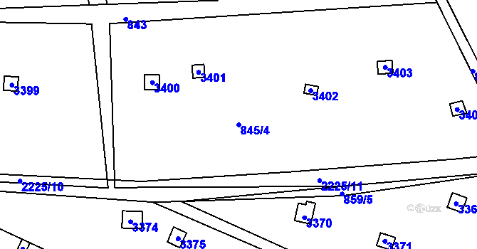 Parcela st. 845/4 v KÚ Litomyšl, Katastrální mapa