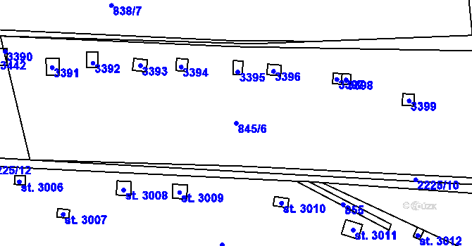 Parcela st. 845/6 v KÚ Litomyšl, Katastrální mapa