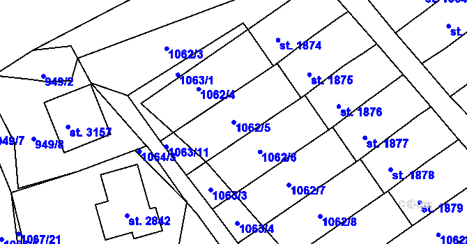 Parcela st. 1062/5 v KÚ Litomyšl, Katastrální mapa