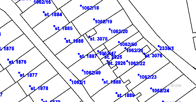 Parcela st. 1062/47 v KÚ Litomyšl, Katastrální mapa