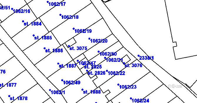 Parcela st. 1062/50 v KÚ Litomyšl, Katastrální mapa