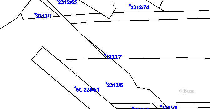 Parcela st. 1233/7 v KÚ Litomyšl, Katastrální mapa