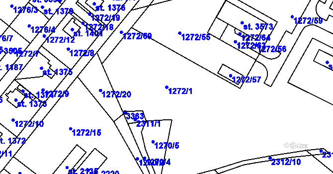 Parcela st. 1272/1 v KÚ Litomyšl, Katastrální mapa