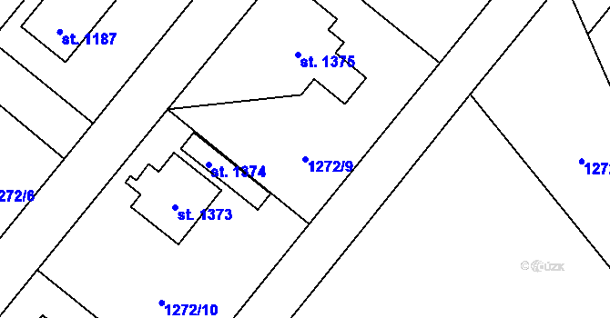 Parcela st. 1272/9 v KÚ Litomyšl, Katastrální mapa