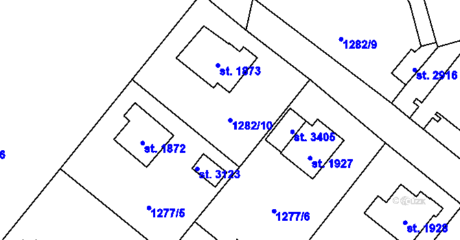 Parcela st. 1282/10 v KÚ Litomyšl, Katastrální mapa