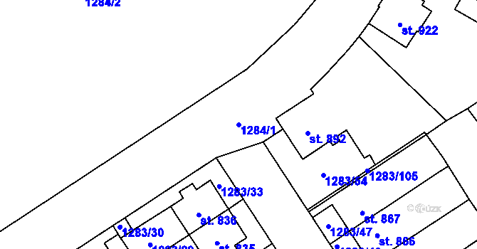 Parcela st. 1284/1 v KÚ Litomyšl, Katastrální mapa