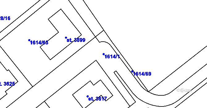 Parcela st. 1614/1 v KÚ Litomyšl, Katastrální mapa