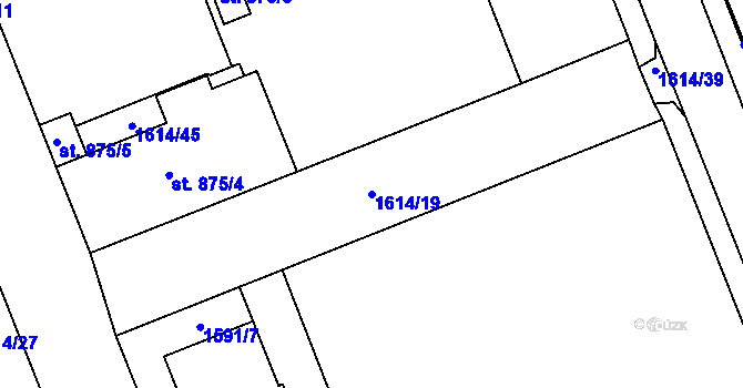 Parcela st. 1614/19 v KÚ Litomyšl, Katastrální mapa