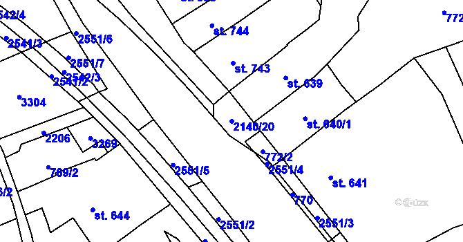 Parcela st. 2140/20 v KÚ Litomyšl, Katastrální mapa