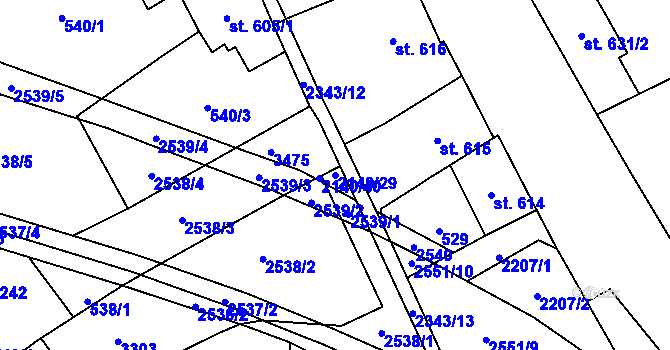 Parcela st. 2140/29 v KÚ Litomyšl, Katastrální mapa