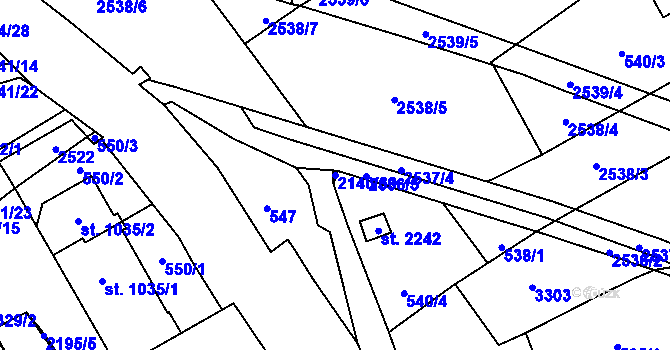 Parcela st. 2140/30 v KÚ Litomyšl, Katastrální mapa
