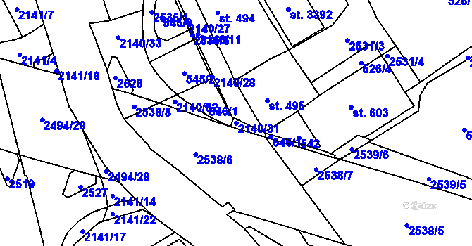 Parcela st. 2140/31 v KÚ Litomyšl, Katastrální mapa