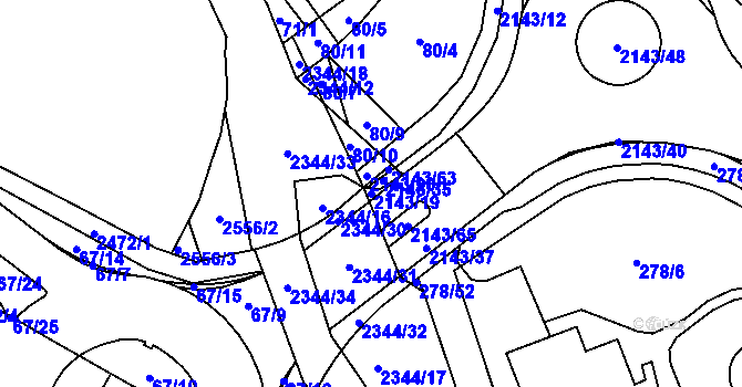 Parcela st. 2143/19 v KÚ Litomyšl, Katastrální mapa