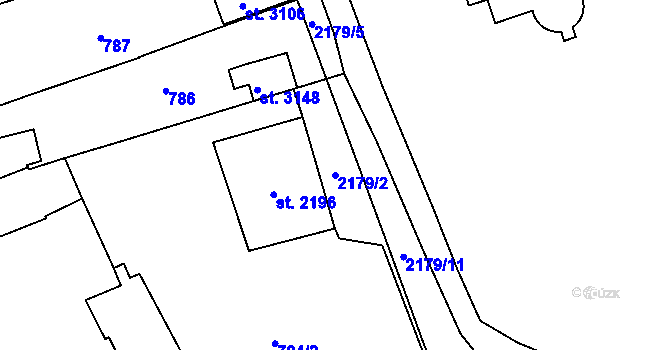Parcela st. 2179/2 v KÚ Litomyšl, Katastrální mapa